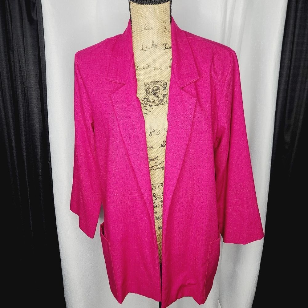 Vintage Barbiecore Hot Pink Open Front Lightweight Blazer